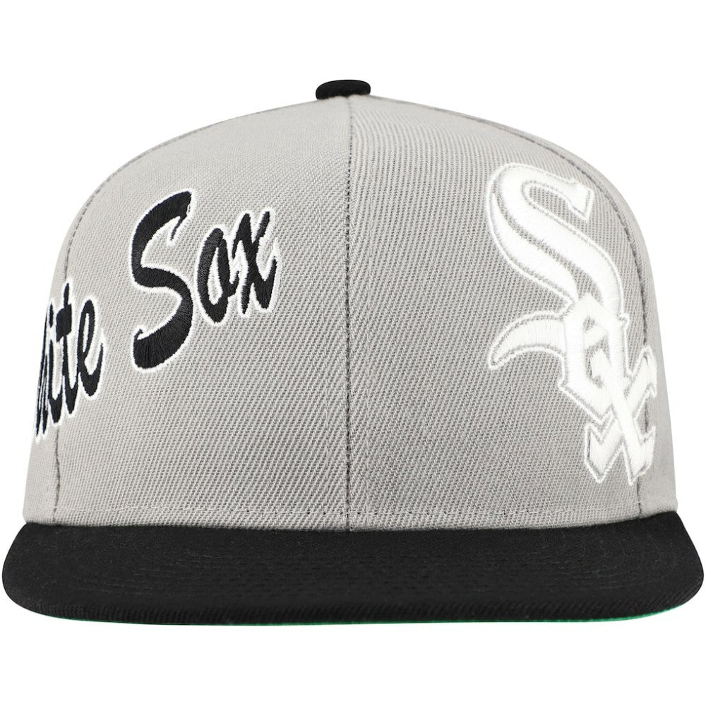 Chicago White Sox Knock Out Panel Snapback Hat - Gray | Mitchell & Ness