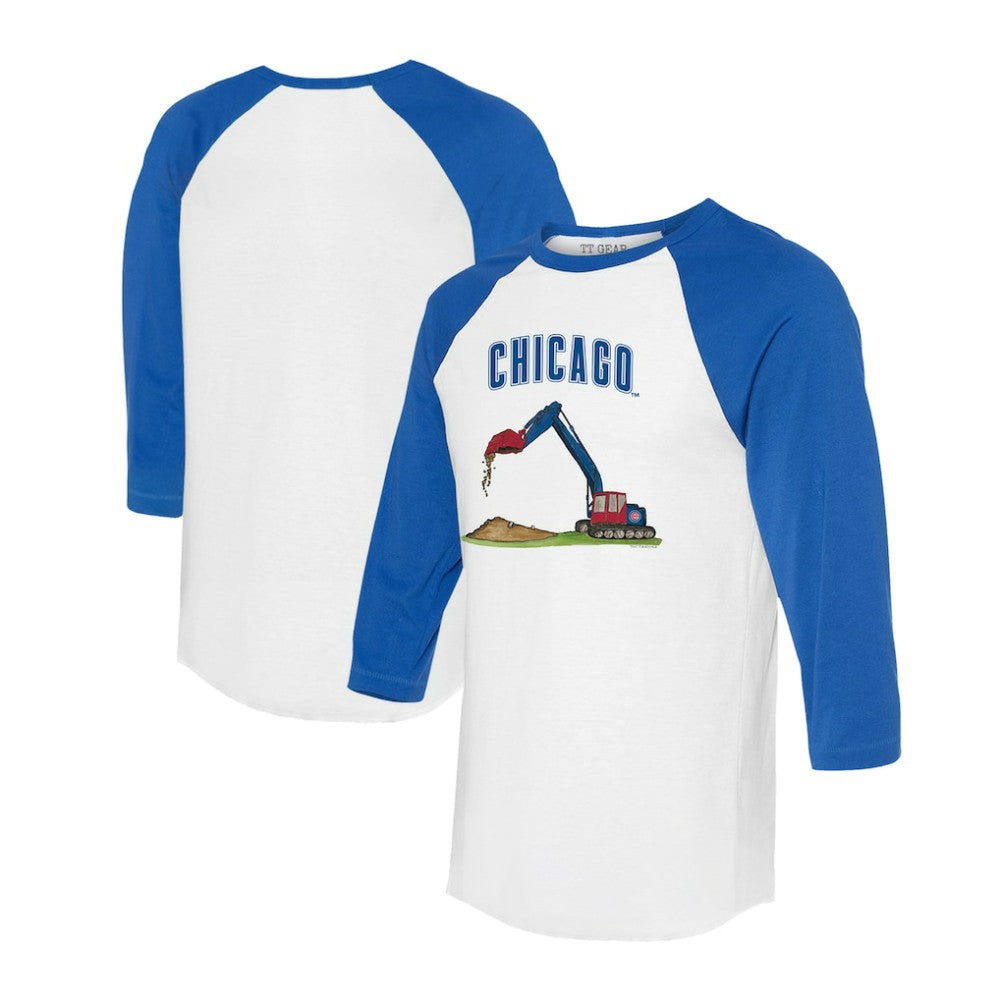 Chicago Cubs Tiny Turnip Unisex Excavator 3/4-Sleeve Raglan T-Shirt - White/Royal