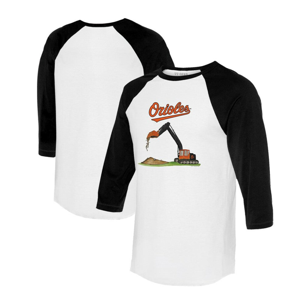 Baltimore Orioles Tiny Turnip Unisex Excavator 3/4-Sleeve Raglan T-Shirt - White/Black
