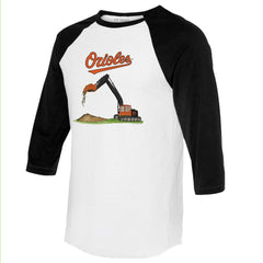 Baltimore Orioles Tiny Turnip Unisex Excavator 3/4-Sleeve Raglan T-Shirt - White/Black