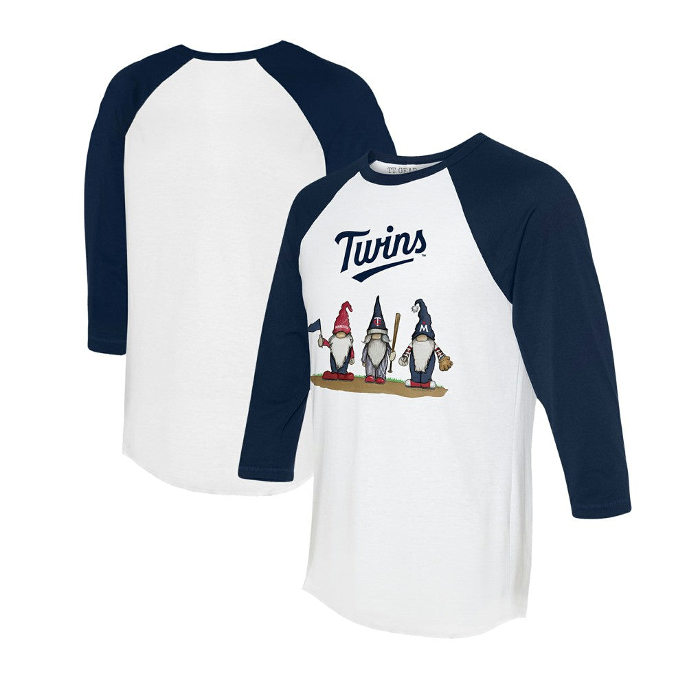 Minnesota Twins Tiny Turnip Unisex Gnomes 3/4-Sleeve Raglan T-Shirt - White/Navy