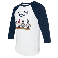 Minnesota Twins Tiny Turnip Unisex Gnomes 3/4-Sleeve Raglan T-Shirt - White/Navy