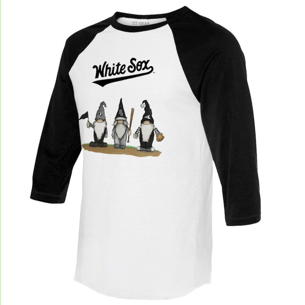 Chicago White Sox Tiny Turnip Unisex Gnomes 3/4-Sleeve Raglan T-Shirt - White/Black