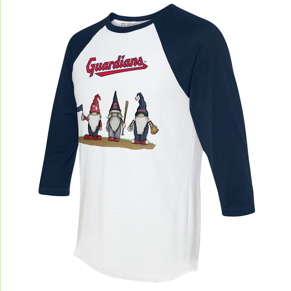 Cleveland Guardians Tiny Turnip Unisex Gnomes 3/4-Sleeve Raglan T-Shirt - White/Navy