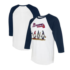 Atlanta Braves Tiny Turnip Unisex Gnomes 3/4-Sleeve Raglan T-Shirt - White/Navy