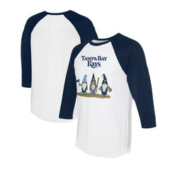 Tampa Bay Rays Tiny Turnip Unisex Gnomes 3/4-Sleeve Raglan T-Shirt - White/Navy
