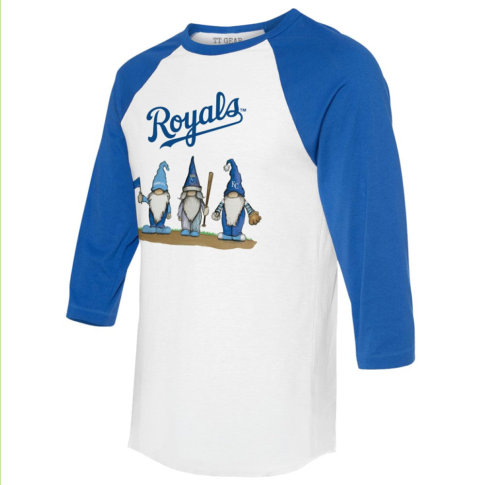 Kansas City Royals Tiny Turnip Unisex Gnomes 3/4-Sleeve Raglan T-Shirt - White/Royal