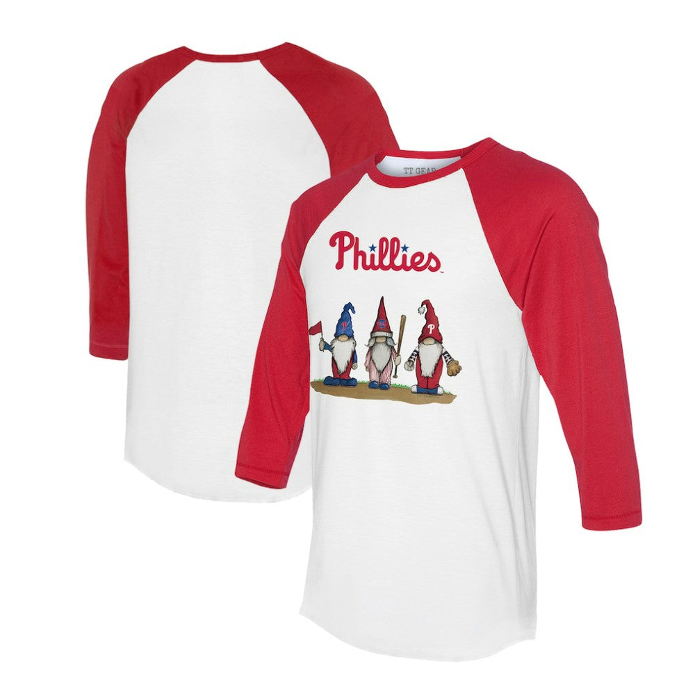 Philadelphia Phillies Tiny Turnip Unisex Gnomes 3/4-Sleeve Raglan T-Shirt - White/Red
