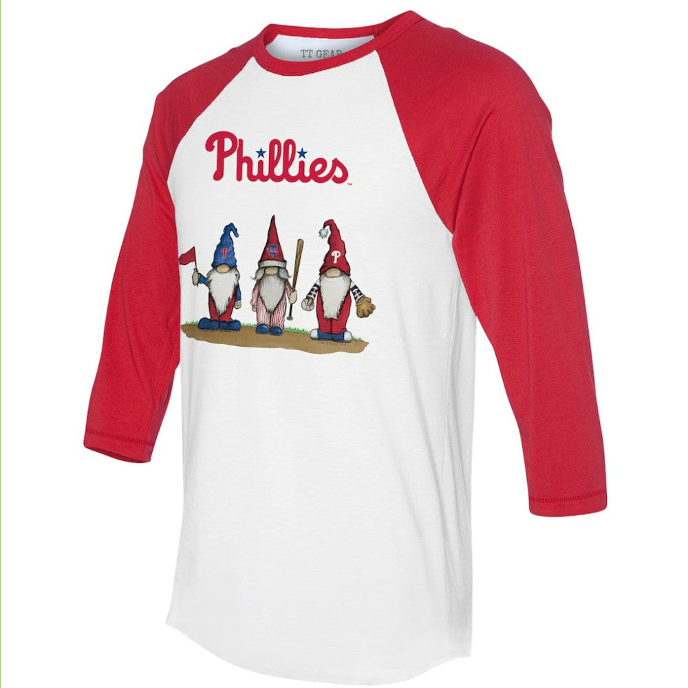 Philadelphia Phillies Tiny Turnip Unisex Gnomes 3/4-Sleeve Raglan T-Shirt - White/Red
