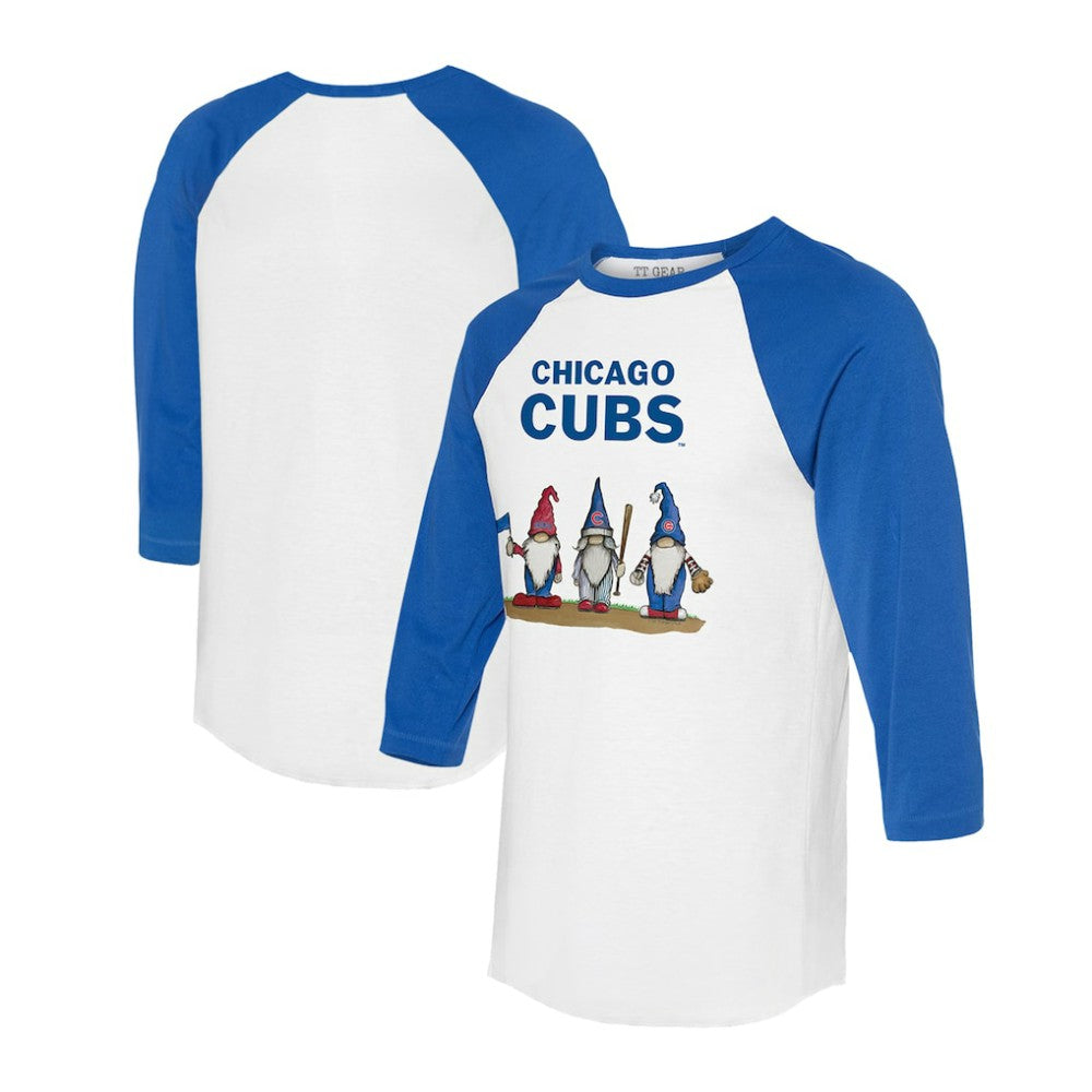 Chicago Cubs Tiny Turnip Unisex Gnomes 3/4-Sleeve Raglan T-Shirt - White/Royal