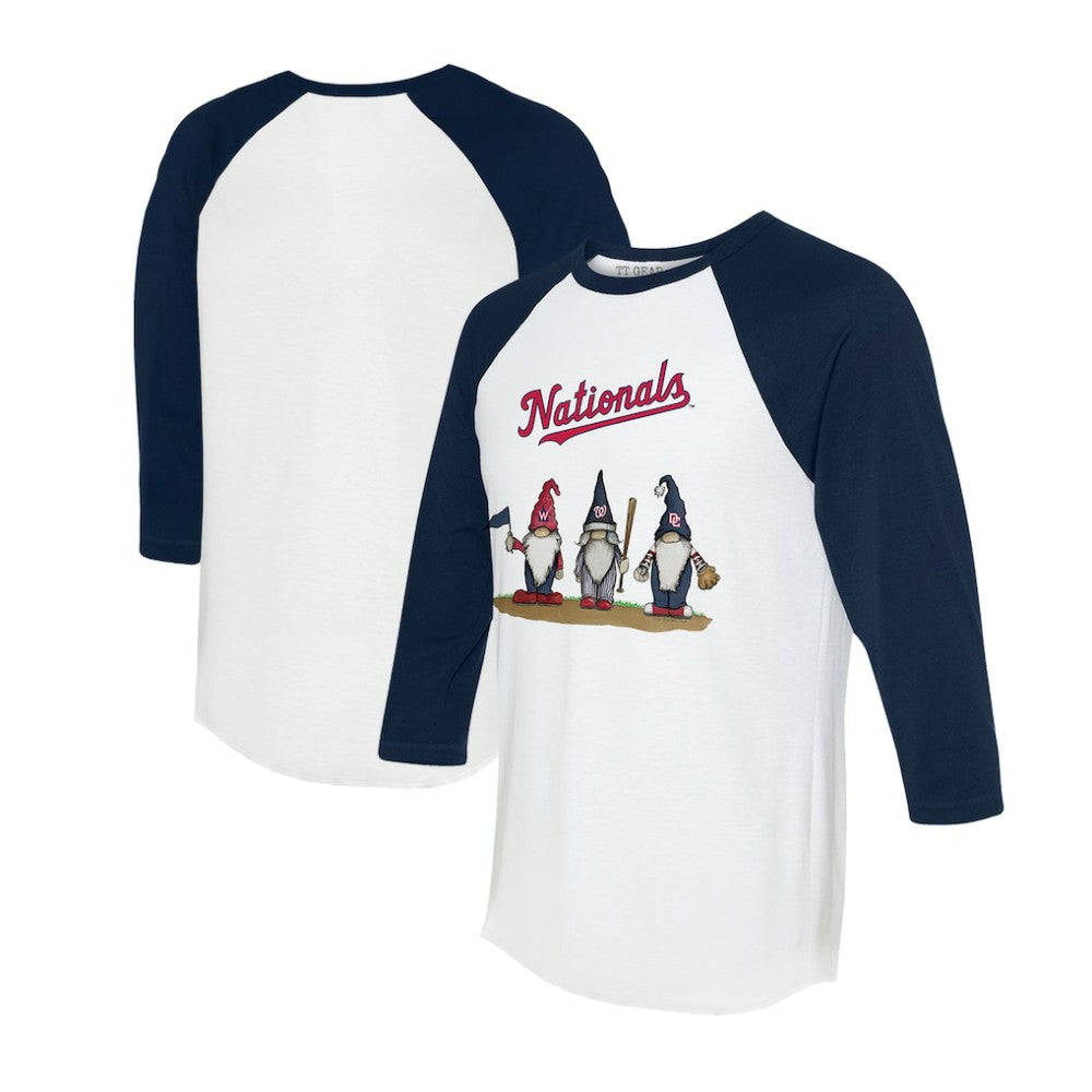 Washington Nationals Tiny Turnip Unisex Gnomes 3/4-Sleeve Raglan T-Shirt - White/Navy