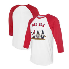 Boston Red Sox Tiny Turnip Unisex Gnomes 3/4-Sleeve Raglan T-Shirt - White/Red