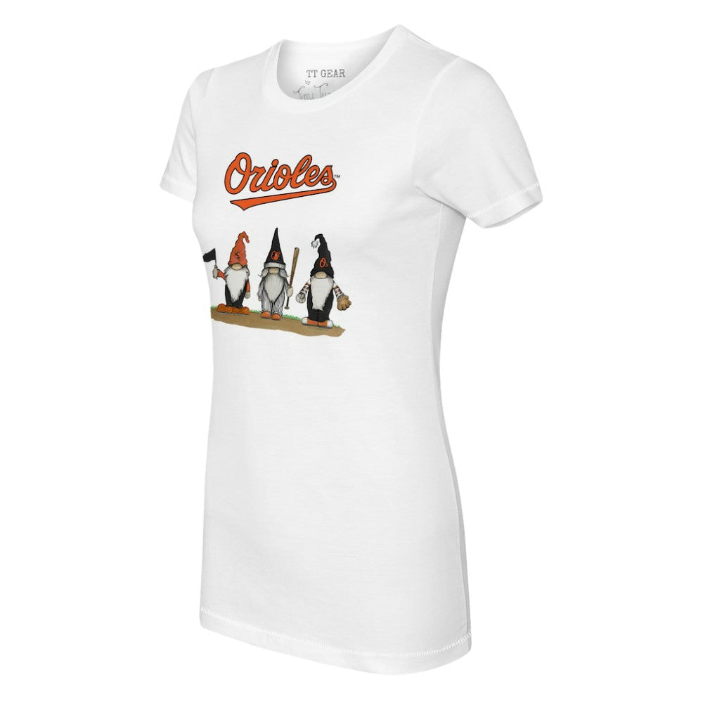 Baltimore Orioles Tiny Turnip Women's Gnomes T-Shirt - White