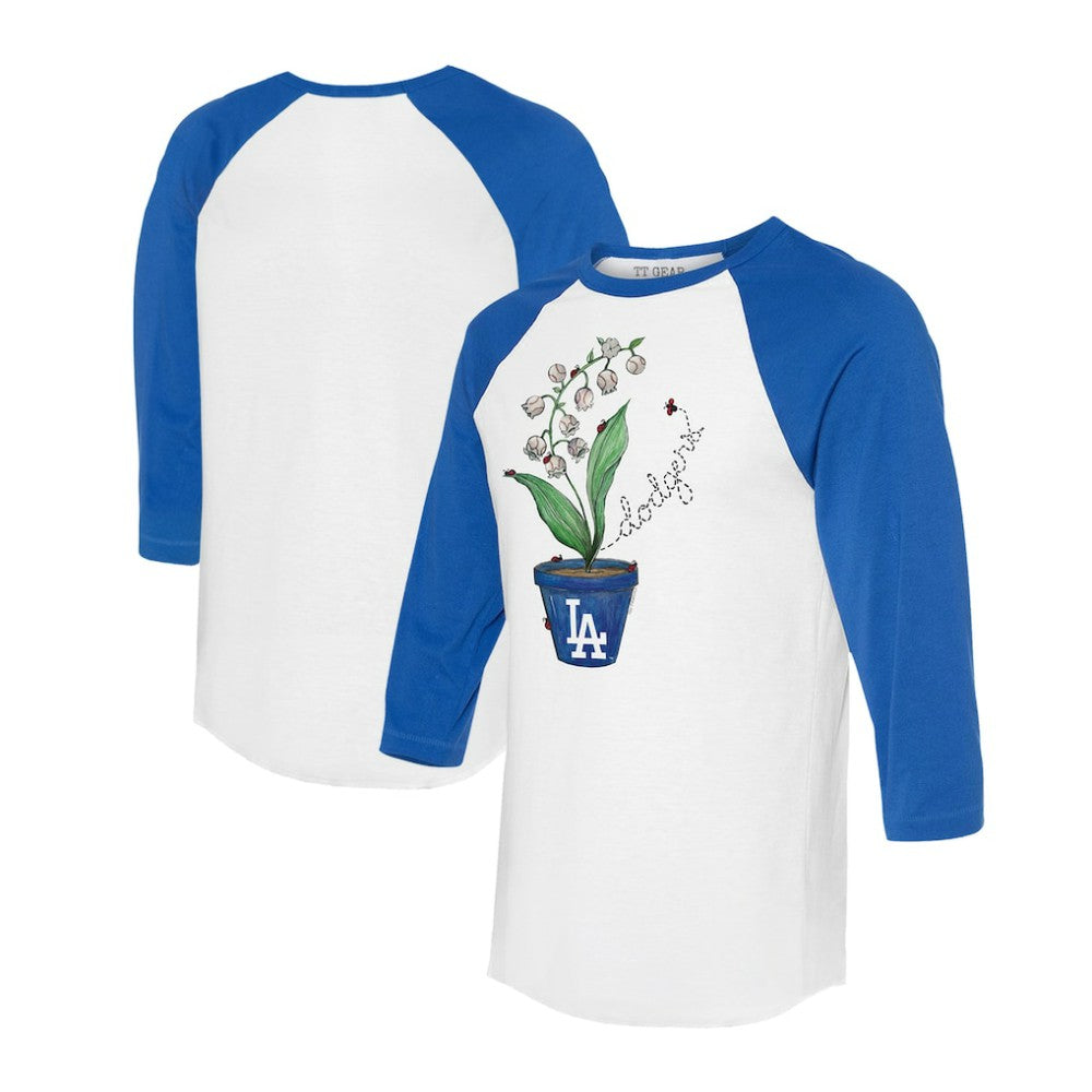 Los Angeles Dodgers Tiny Turnip Unisex Lilies & Ladybugs 3/4-Sleeve Raglan T-Shirt - White/Royal