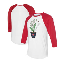 Boston Red Sox Tiny Turnip Unisex Lilies & Ladybugs 3/4-Sleeve Raglan T-Shirt - White/Red