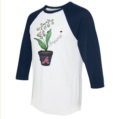 Atlanta Braves Tiny Turnip Unisex Lilies & Ladybugs 3/4-Sleeve Raglan T-Shirt - White/Navy