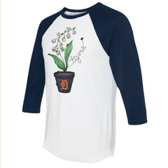 Detroit Tigers Tiny Turnip Unisex Lilies & Ladybugs 3/4-Sleeve Raglan T-Shirt - White/Navy