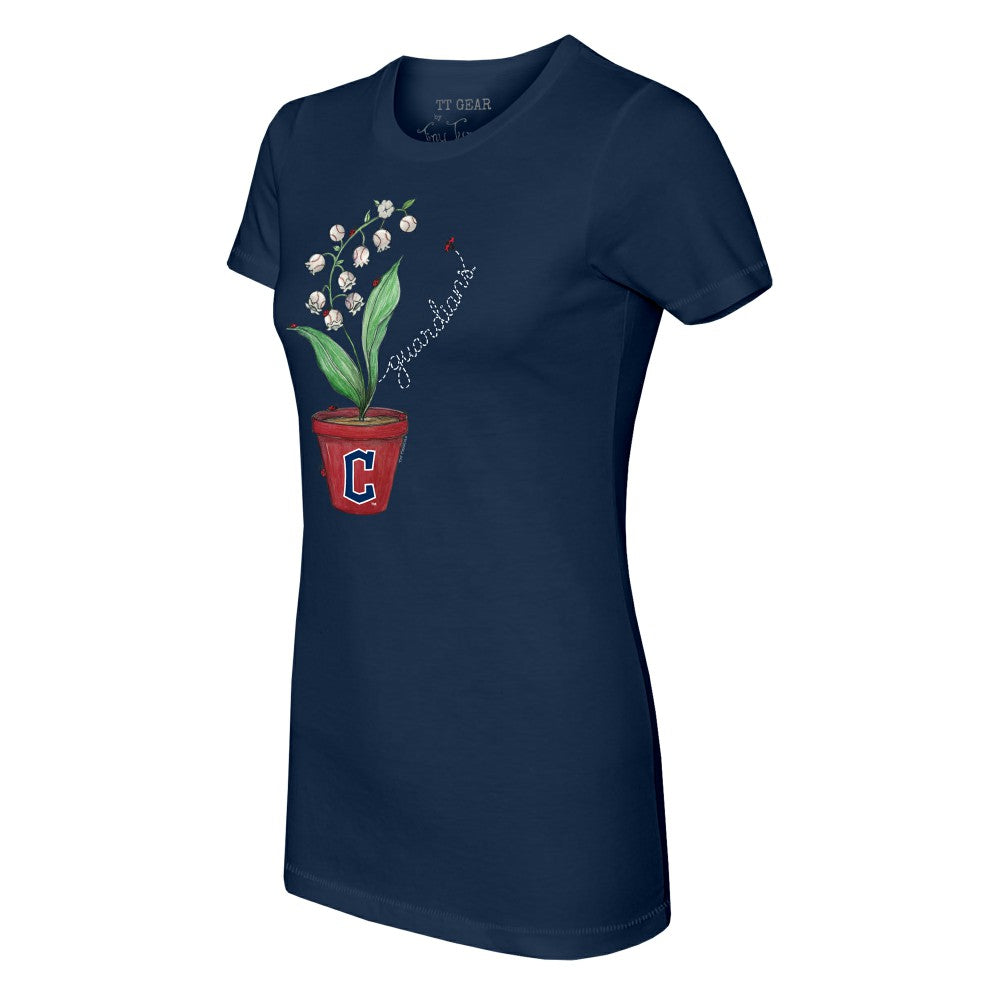 Cleveland Guardians Tiny Turnip Women's Lilies & Ladybugs T-Shirt - Navy