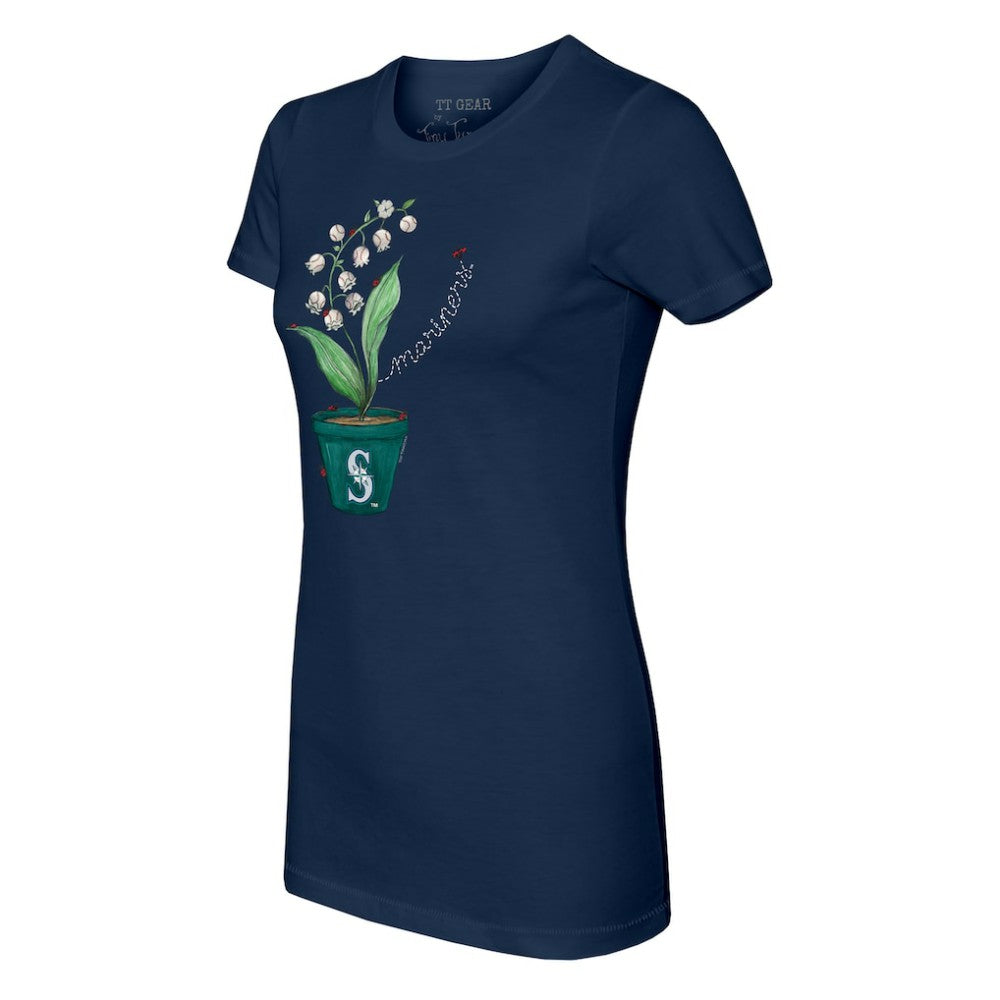 Seattle Mariners Tiny Turnip Women's Lilies & Ladybugs T-Shirt - Navy