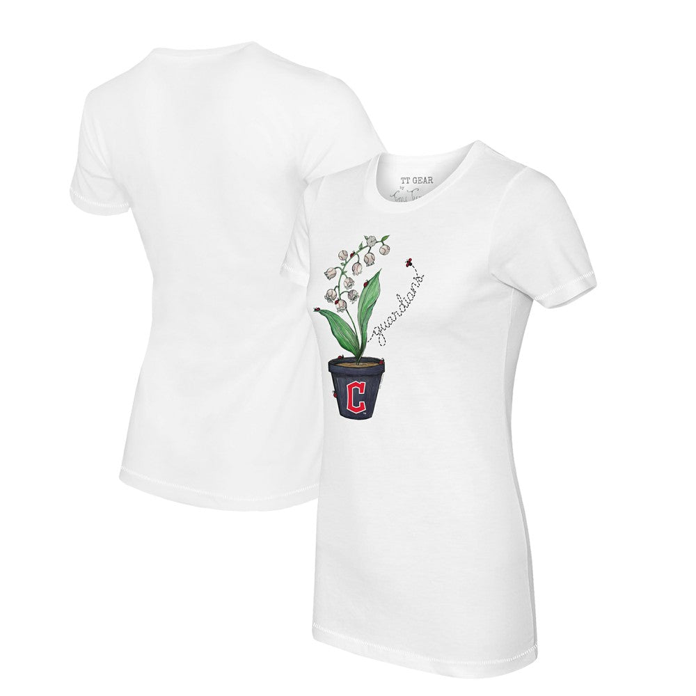 Cleveland Guardians Tiny Turnip Women's Lilies & Ladybugs T-Shirt - White