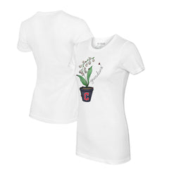 Cleveland Guardians Tiny Turnip Women's Lilies & Ladybugs T-Shirt - White
