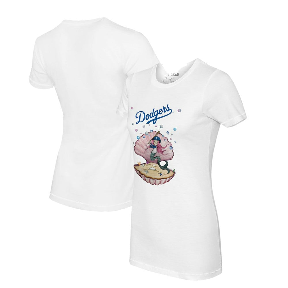 Los Angeles Dodgers Tiny Turnip Women's Mermaid T-Shirt - White
