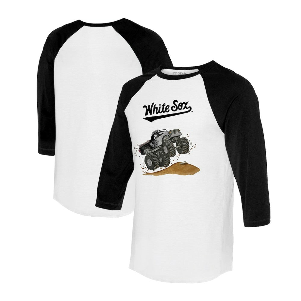 Chicago White Sox Tiny Turnip Unisex Monster Truck 3/4-Sleeve Raglan T-Shirt - White/Black
