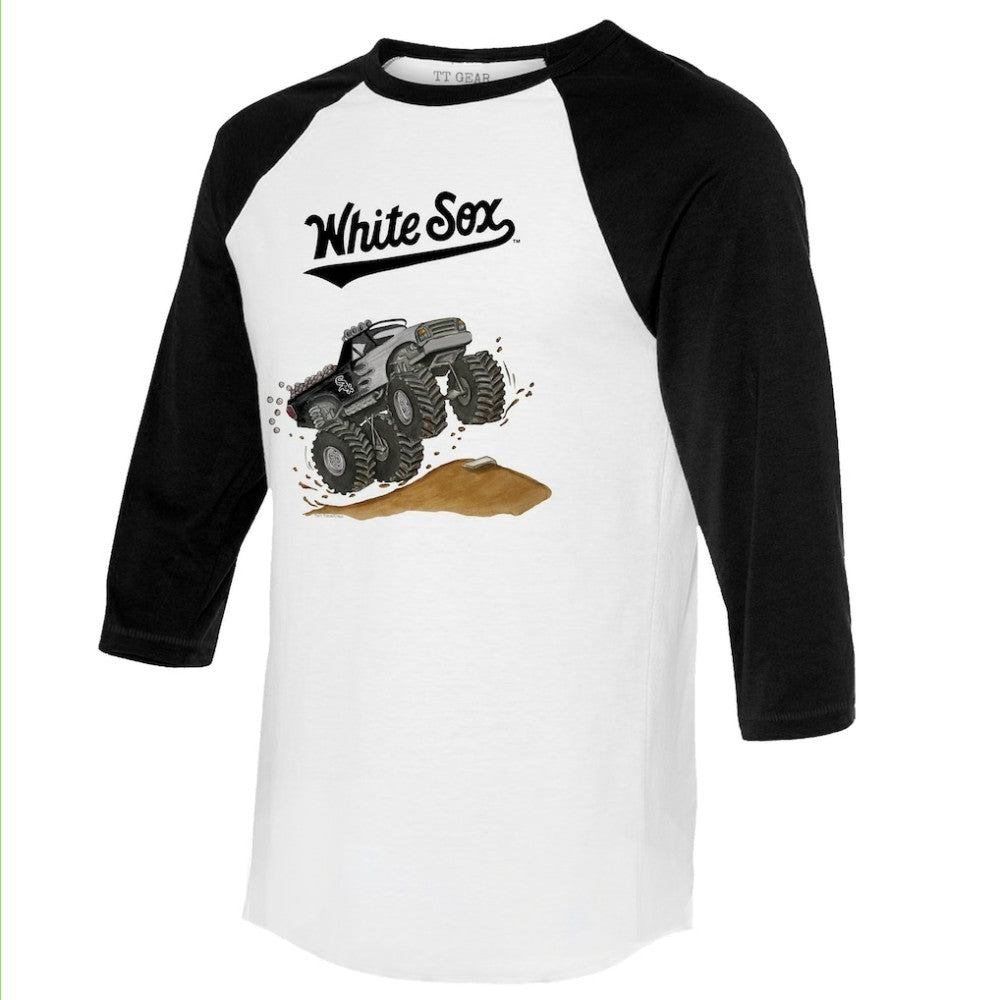 Chicago White Sox Tiny Turnip Unisex Monster Truck 3/4-Sleeve Raglan T-Shirt - White/Black