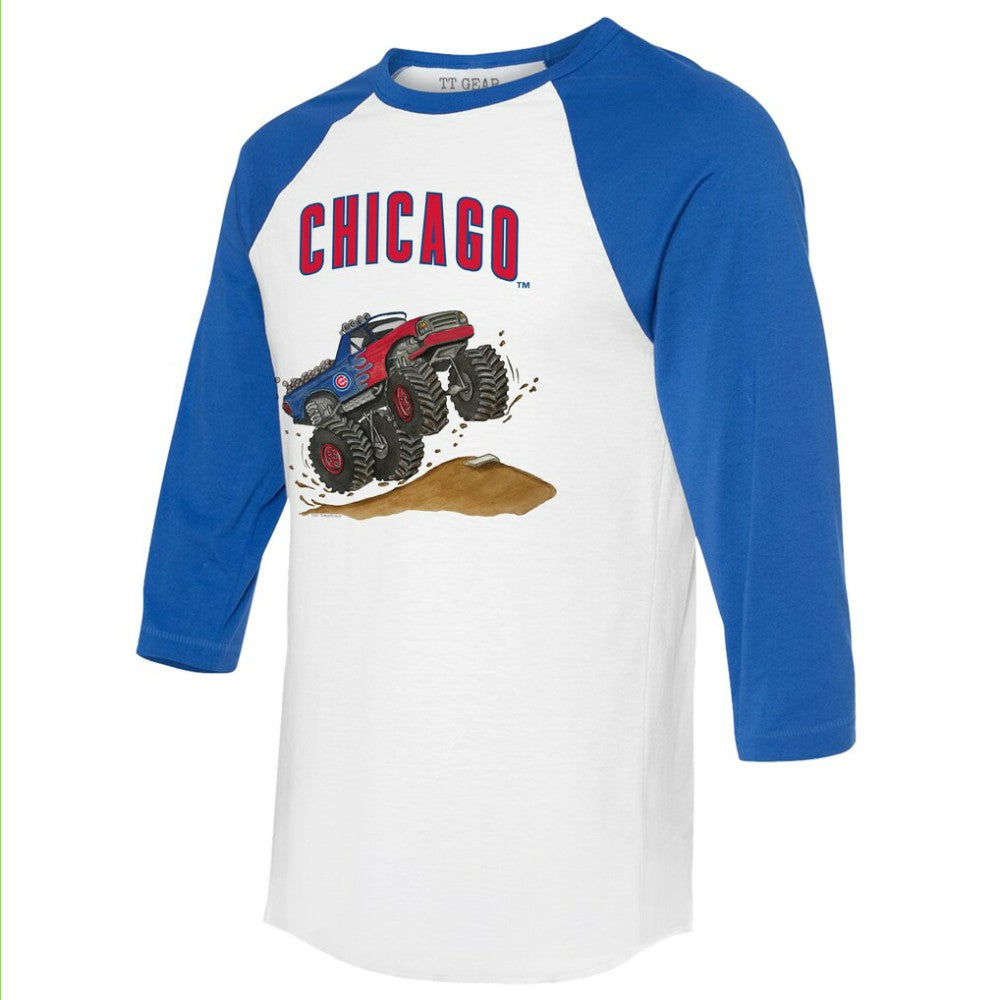 Chicago Cubs Tiny Turnip Unisex Monster Truck 3/4-Sleeve Raglan T-Shirt - White/Royal