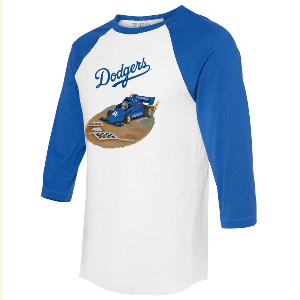 Los Angeles Dodgers Tiny Turnip Unisex Race Car 3/4-Sleeve Raglan T-Shirt - White/Royal