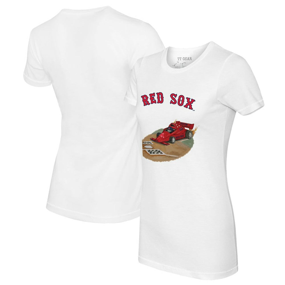Boston Red Sox Tiny Turnip Women's Race Car T-Shirt - White