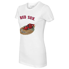Boston Red Sox Tiny Turnip Women's Race Car T-Shirt - White