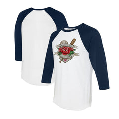 Washington Nationals Tiny Turnip Unisex Tattoo Rose 3/4-Sleeve Raglan T-Shirt - White/Navy