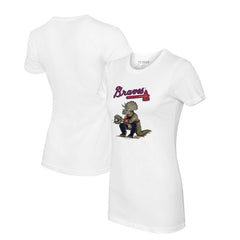 Atlanta Braves Tiny Turnip Women's Triceratops T-Shirt - White