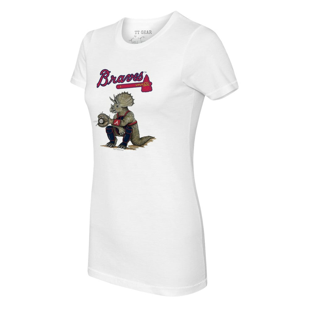 Atlanta Braves Tiny Turnip Women's Triceratops T-Shirt - White