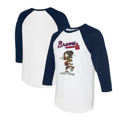 Atlanta Braves Tiny Turnip Unisex 2024 Year of the Dragon 3/4-Sleeve Raglan T-Shirt - White/Navy