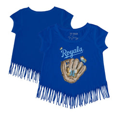 Kansas City Royals Tiny Turnip Girls Youth Butterfly Glove Fringe T-Shirt - Royal