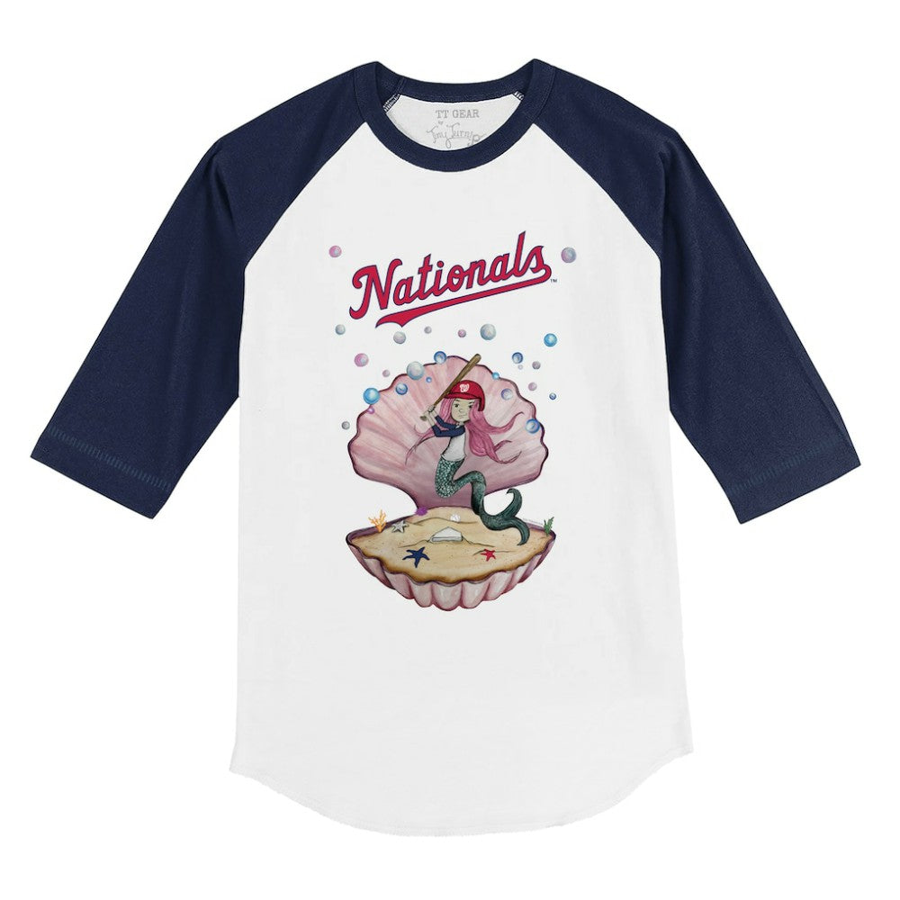 Washington Nationals Tiny Turnip Youth Mermaid 3/4-Sleeve Raglan T-Shirt - White/Navy