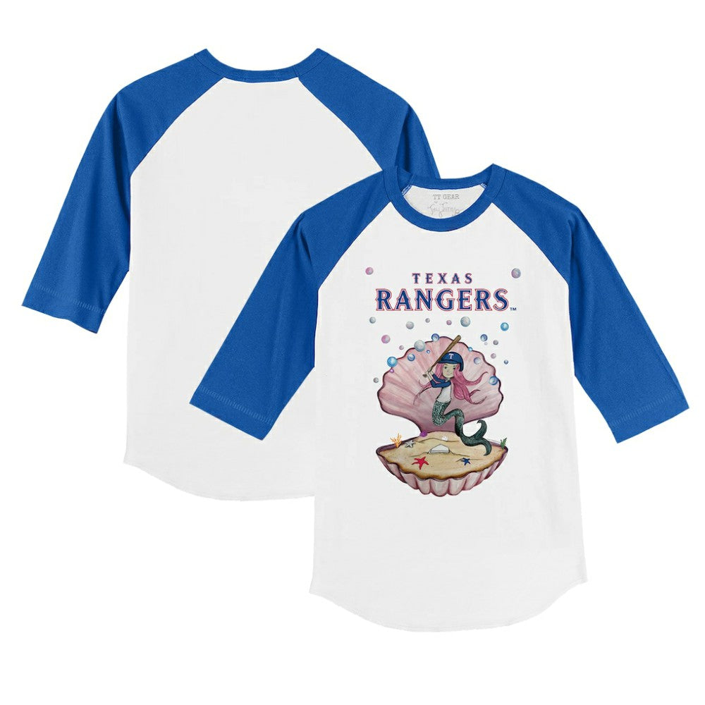 Texas Rangers Tiny Turnip Youth Mermaid 3/4-Sleeve Raglan T-Shirt - White/Royal