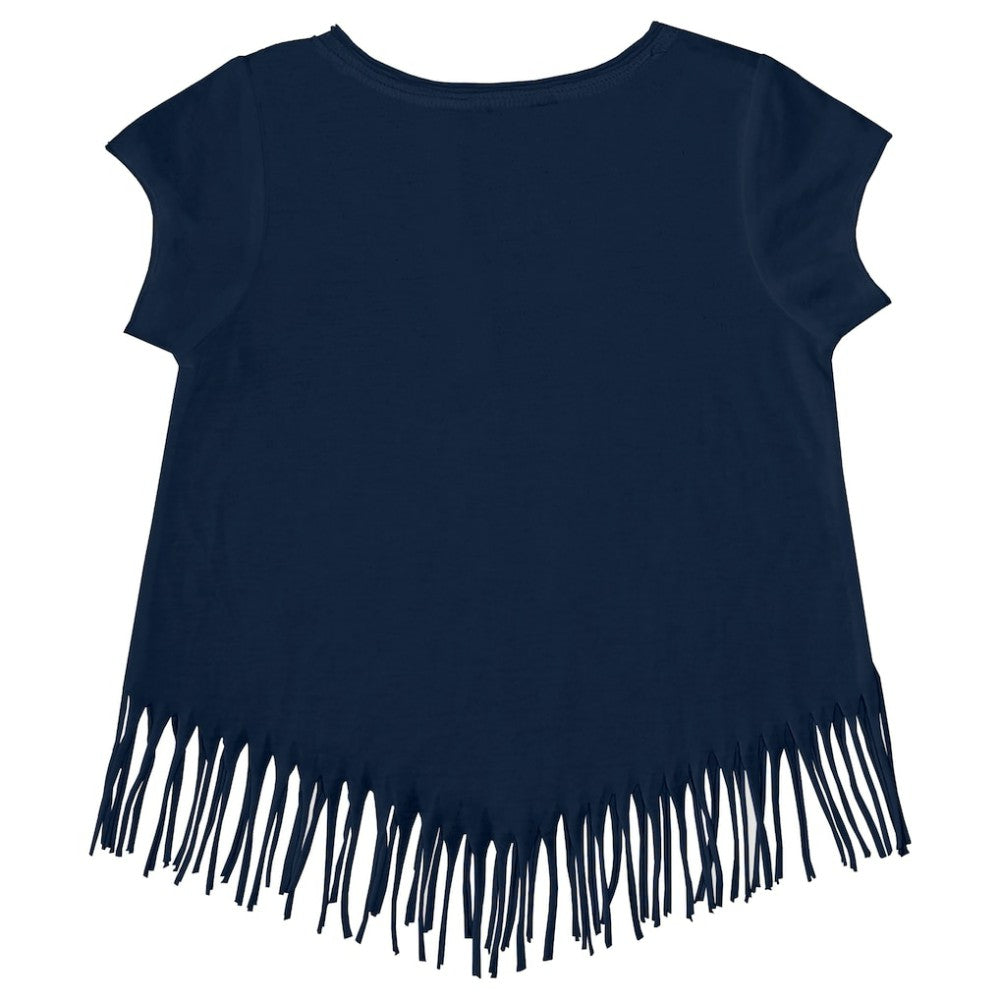 Atlanta Braves Tiny Turnip Girls Youth Mermaid Fringe T-Shirt - Navy