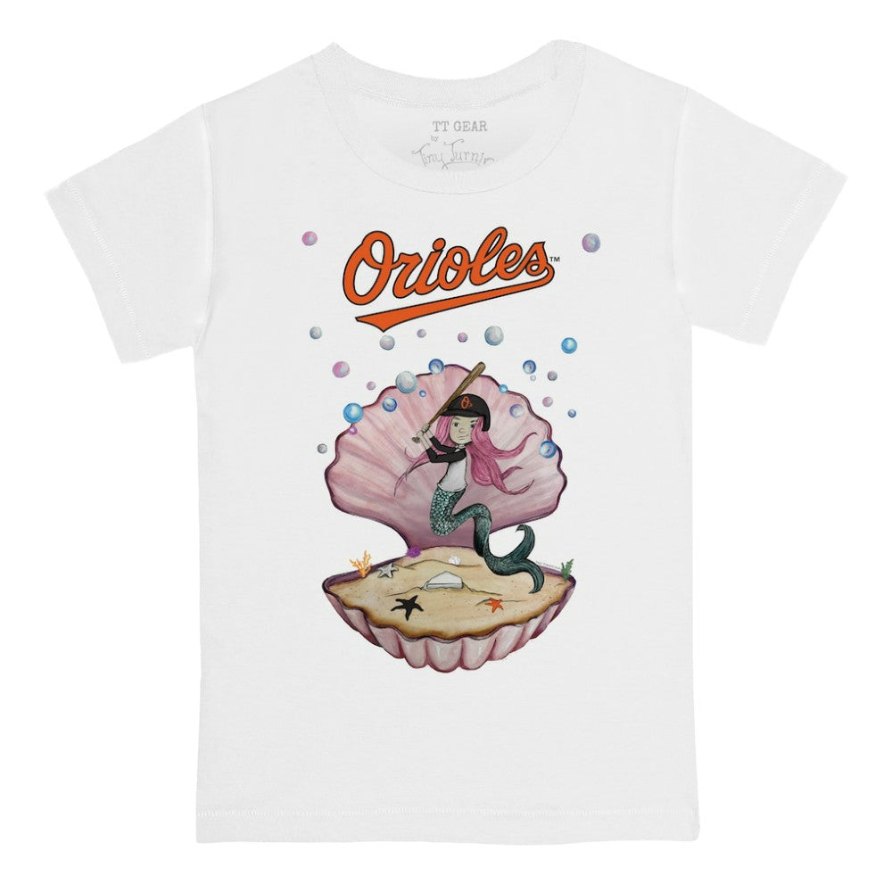 Baltimore Orioles Tiny Turnip Youth Mermaid T-Shirt - White