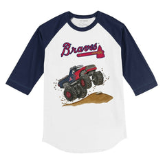 Atlanta Braves Tiny Turnip Youth Monster Truck 3/4-Sleeve Raglan T-Shirt - White/Navy