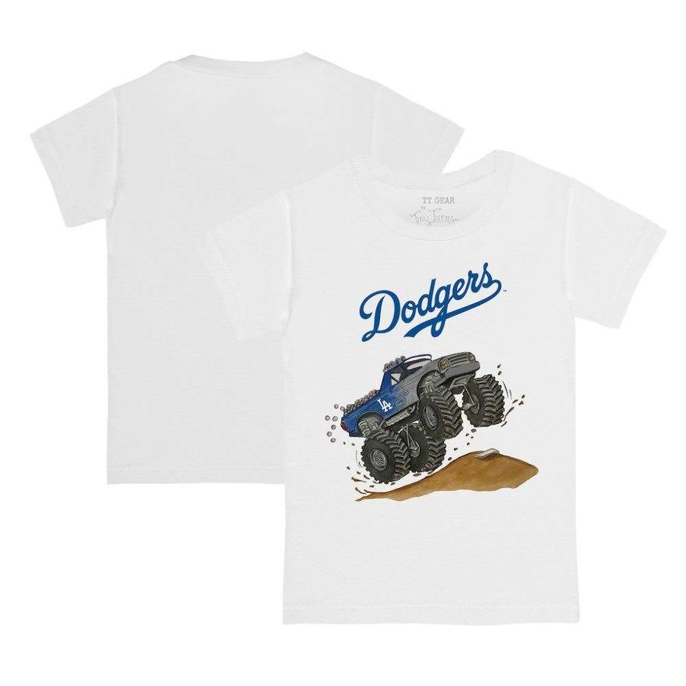 Los Angeles Dodgers Tiny Turnip Youth Monster Truck T-Shirt - White