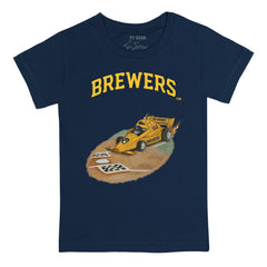 Milwaukee Brewers Tiny Turnip Youth Race Car T-Shirt - Navy