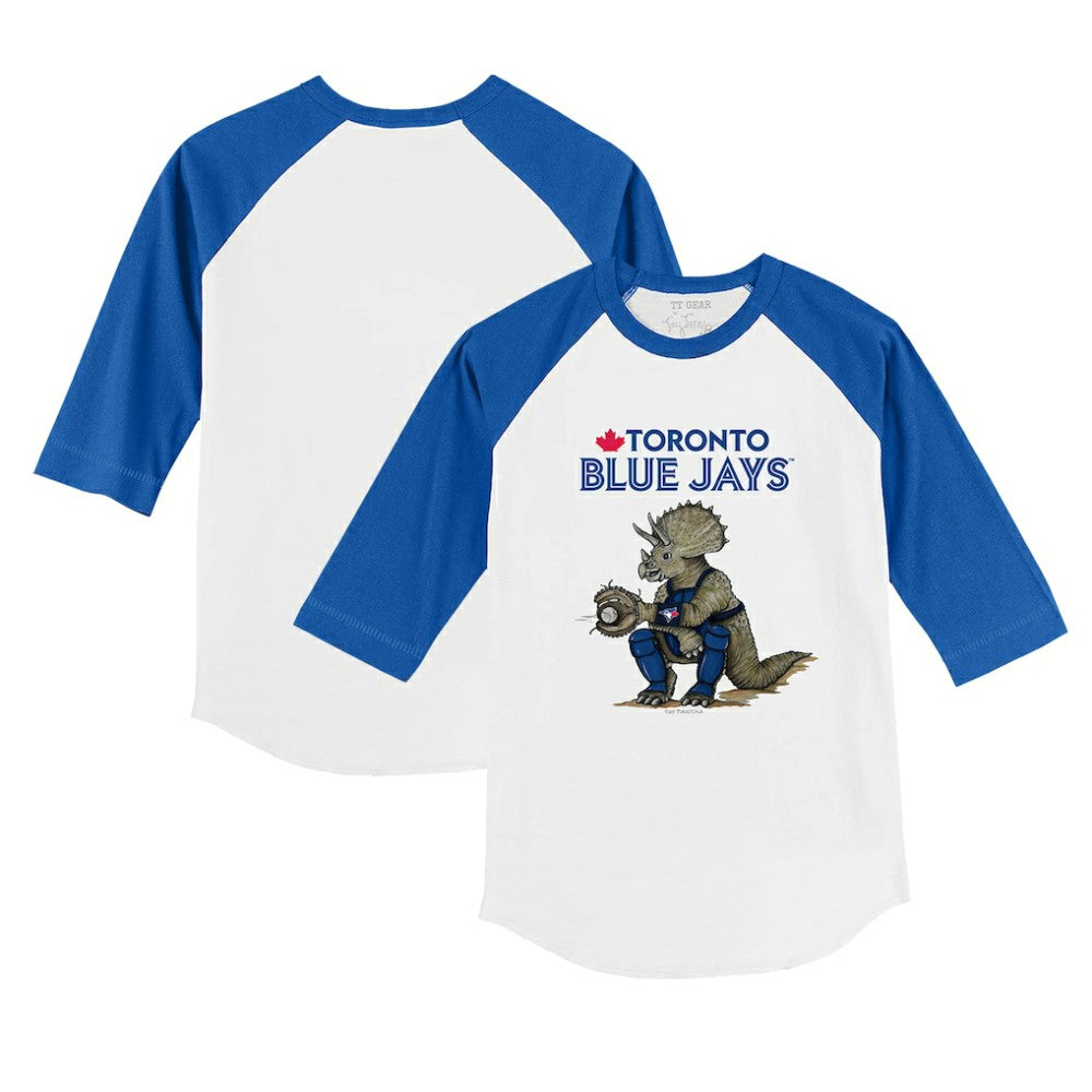Toronto Blue Jays Tiny Turnip Youth Triceratops 3/4-Sleeve Raglan T-Shirt - White/Royal