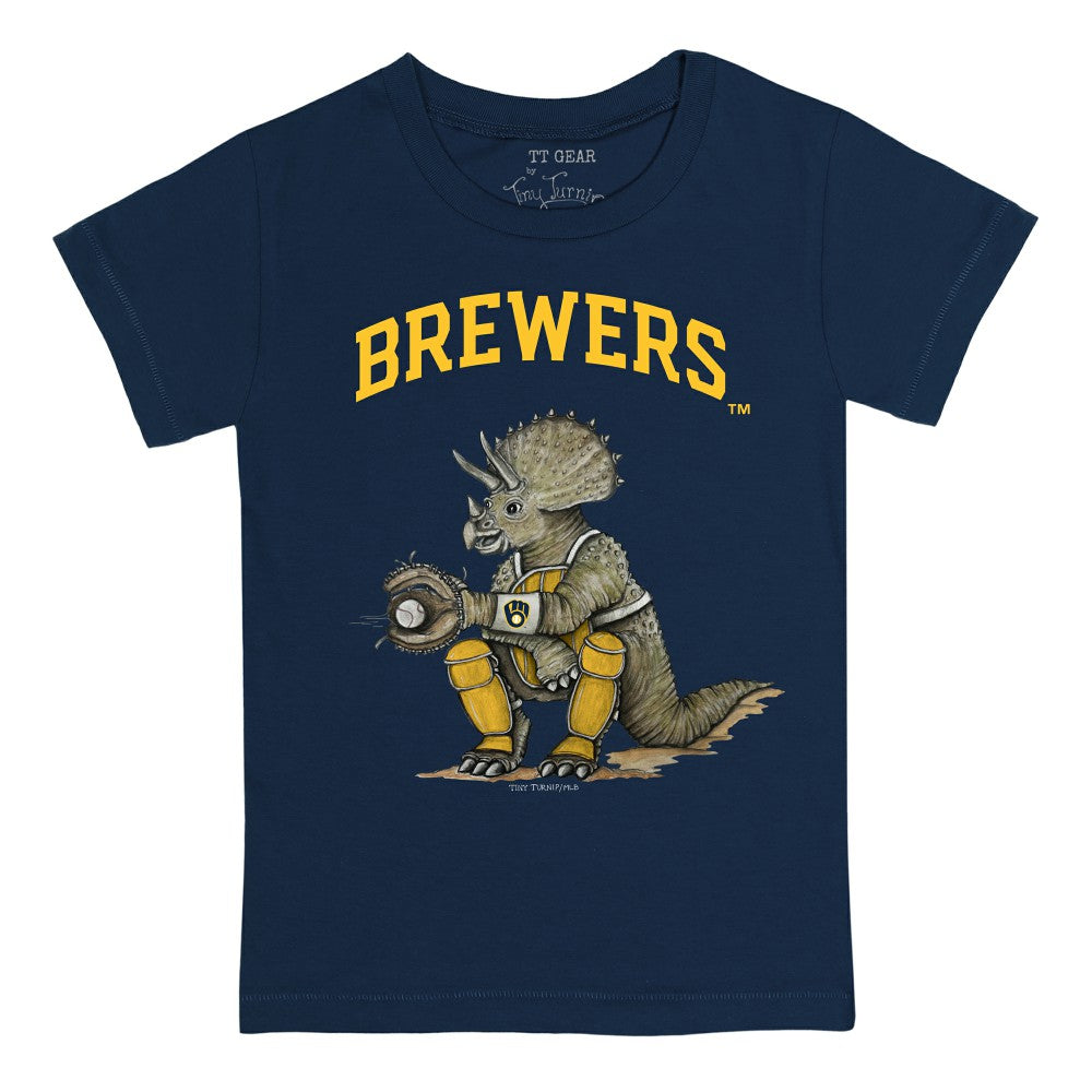 Milwaukee Brewers Tiny Turnip Youth Triceratops T-Shirt - Navy