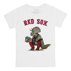 Boston Red Sox Tiny Turnip Youth Triceratops T-Shirt - White