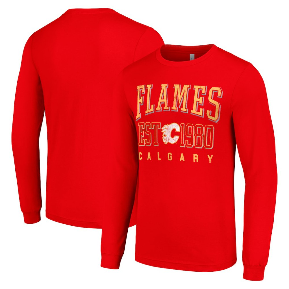 Calgary Flames Starter Retro Graphic Long Sleeve Crew T-Shirt