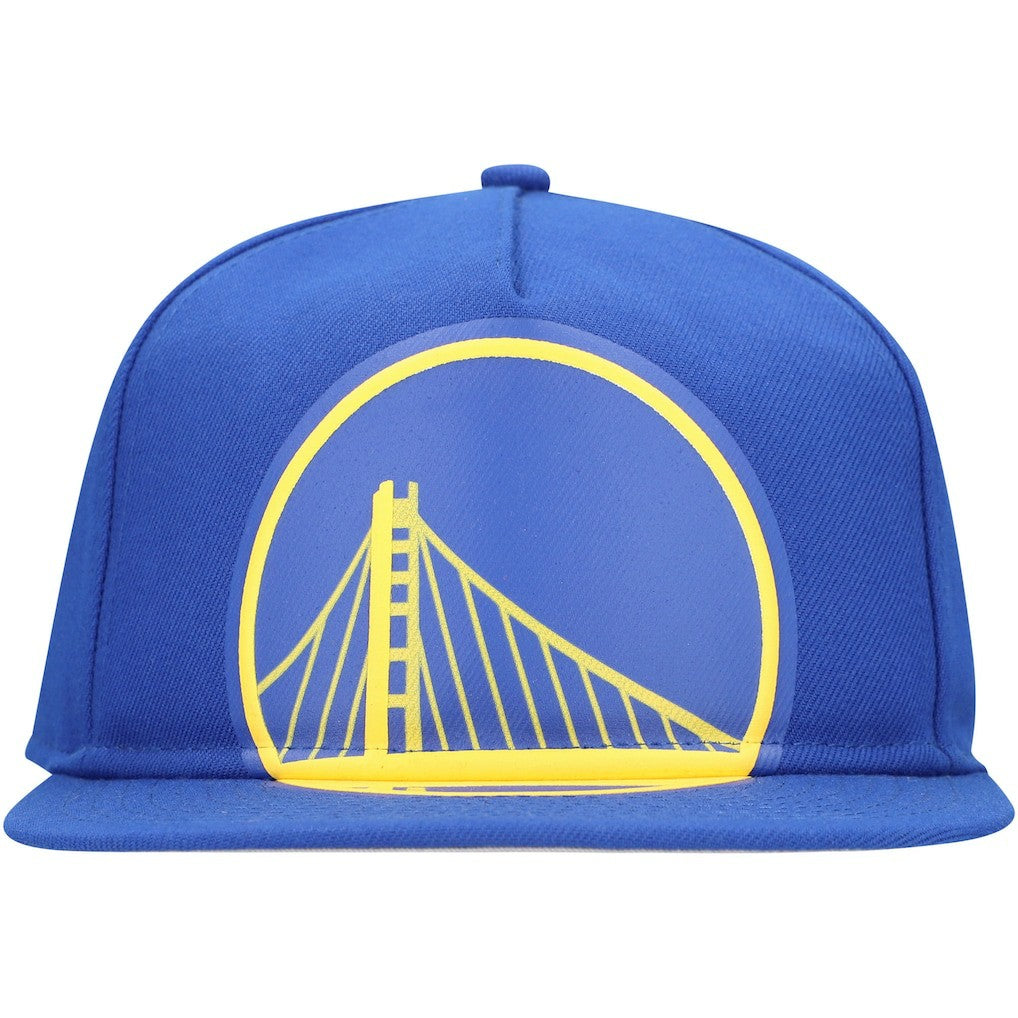 Golden State Warriors Oversized Puff Print Logo Golfer Snapback Hat sale - Royal | New Era shop