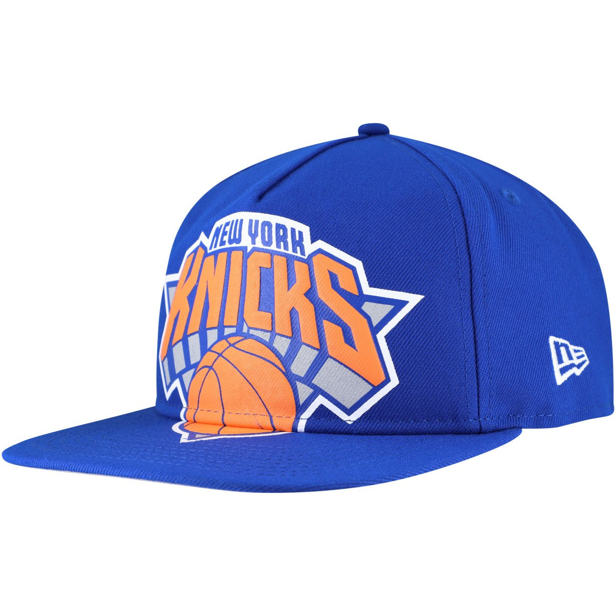 New York Knicks Oversized Puff Print Logo Golfer Snapback Hat - Blue | New Era for sale